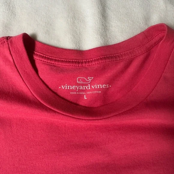 Vineyard Vines Pink Tee with Soccer Ball Pocket - Picture 3 of 4
